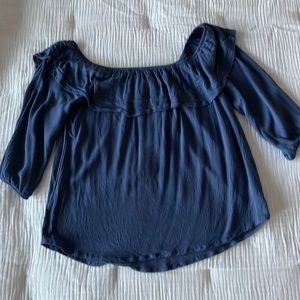 Large Blue 3/4 Sleeve Blouse